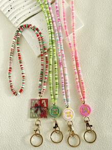 1 件 MOM CLUB 串珠挂绳 Heisi 串珠挂绳 MAMA 挂绳适用于身份徽章和钥匙可分离式礼物，适合女性 - 彩色 - 查看 3