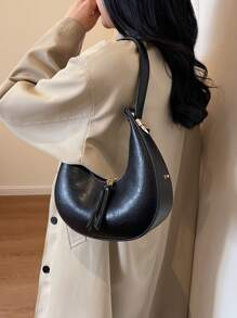 1 件纯色单肩包，百搭手提简约新月包，适合女士 - 彩色 - 查看 4