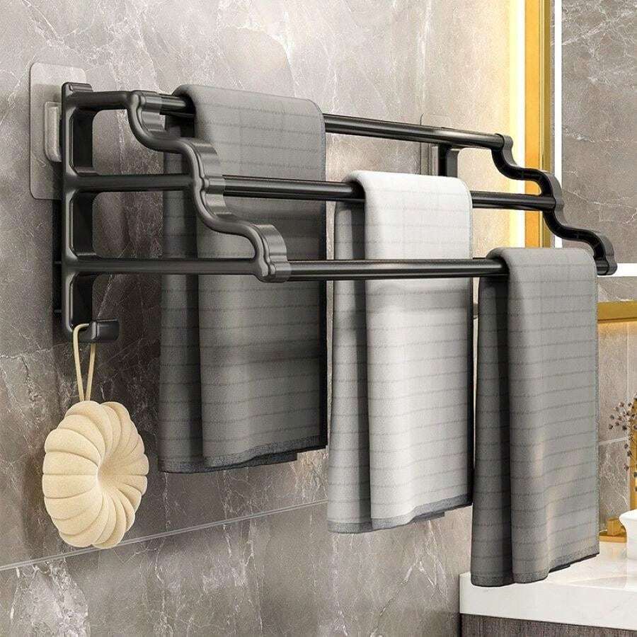 NoNail SelfAdhesive Storage Hanger Rack, WallMounted For Bathroom