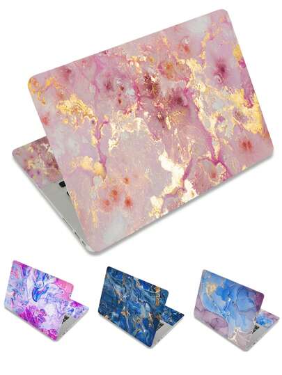 笔记本电脑外壳贴纸贴花15.4英寸15.6英寸笔记本电脑外壳贴纸保护套艺术贴花保护笔记本电脑粉色大理石纹