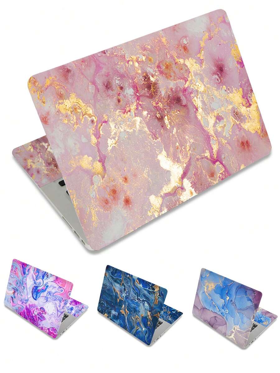 笔记本电脑外壳贴纸贴花15.4英寸15.6英寸笔记本电脑外壳贴纸保护套艺术贴花保护笔记本电脑粉色大理石纹