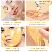 SAMANLI 6g*10片/盒 萨曼莎维生素E蛇肽胶原蛋白金色软面膜 保湿紧致抗皱 - 金色 - 查看 7