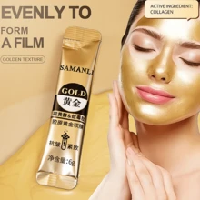 SAMANLI 6g*10片/盒 萨曼莎维生素E蛇肽胶原蛋白金色软面膜 保湿紧致抗皱 - 金色 - 查看 6