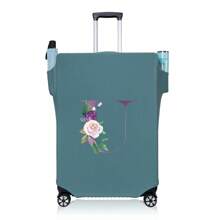 行李箱罩旅行箱罩适用于 18 至 32 英寸行李箱保护套男女户外度假旅行必备配件涤纶行李箱弹力防尘罩时尚首字母姓名 A 至 Z 字母印花 - 藍-圖案 1 - 查看 106