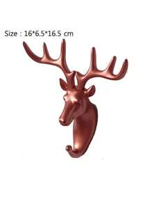 1 件，金色鹿头收纳架 - 多功能壁架，带钥匙架和创意衣架，适用于家居装饰 - 金色 - 查看 13