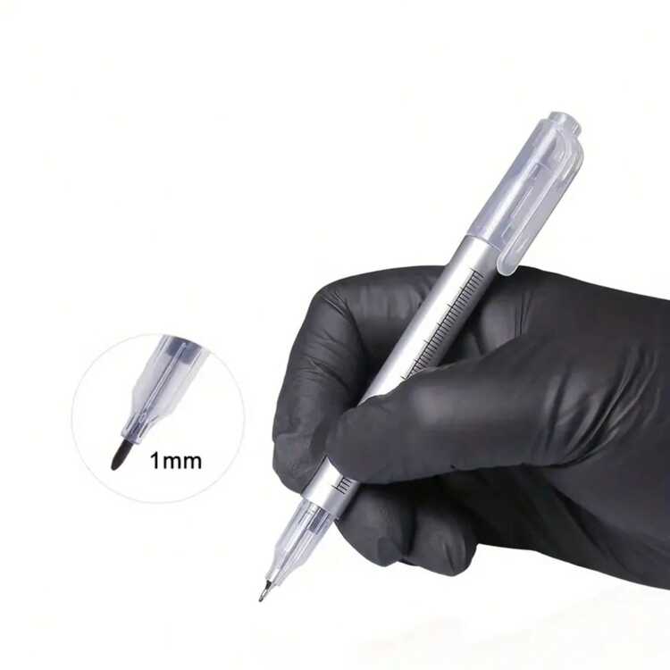 1 支纹身记号笔，刺绣绘图定位记号笔，紫色，双头记号笔 - 銀色 - 查看 4