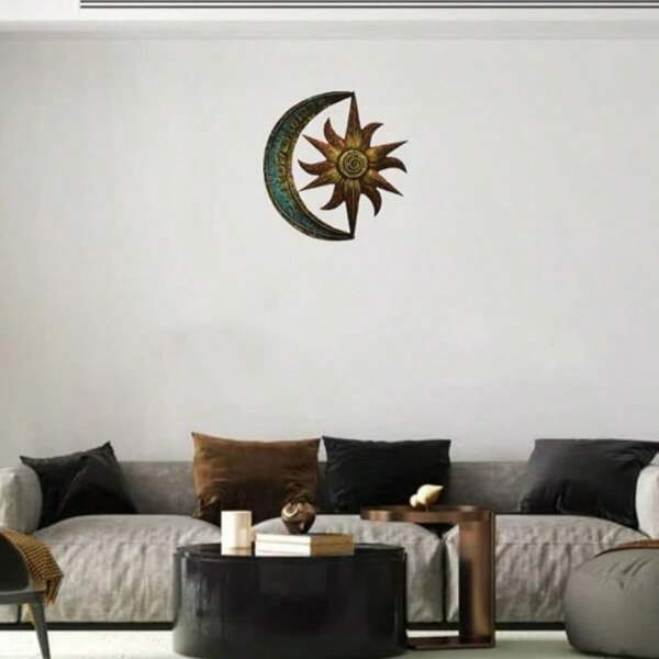 1 pezzo decorazione da parete in metallo con tema luna e stelle vintage, ornamento rustico per soggiorno, giardino esterno, decorazione festiva, regalo