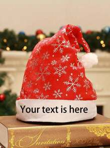 1pc Customized Christmas Hat, Personalized Holiday Cap,Forest Tones - Red+White - View 9