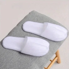 5 đôi dép dùng một lần nâng cấp, đế nhựa trắng, dép nhẹ, mềm mại và thoải mái, thích hợp để tắm vòi sen, spa, khách sạn, du lịch và sử dụng trong nhà cho cả nam và nữ - trắng - Xem 2