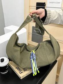 Túi đeo chéo chéo thời trang Âu Mỹ đa năng mới Túi đựng bánh bao thường ngày dung tích lớn Túi đeo vai đi làm Ba lô thể thao bằng nylon Túi tập thể dục ngoài trời - màu xanh lá - Xem 4