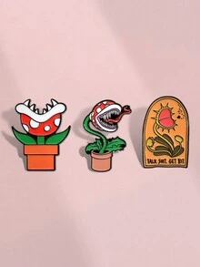 QIHOO 3 件装 食人花珐琅针 卡通创意胸针 翻领徽章配饰 送给朋友的礼物 - 彩色 - 查看 8