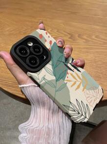 叶子图案垂直人造皮革保护性防震防刮外壳，兼容 iPhone 和型号 - 彩色 - 查看 5