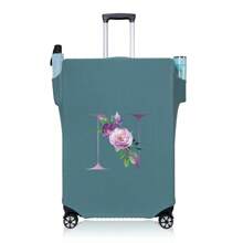 行李箱罩旅行箱罩适用于 18 至 32 英寸行李箱保护套男女户外度假旅行必备配件涤纶行李箱弹力防尘罩时尚首字母姓名 A 至 Z 字母印花 - 藍-圖案 1 - 查看 29