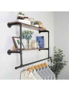 重型衣架壁挂式管衣架 2 层浮动搁板，春季、简约、夏季上衣