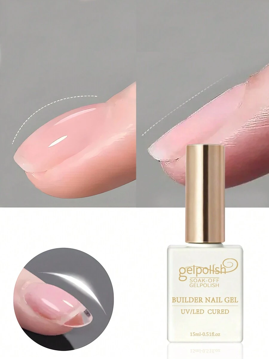 15ml 透明建筑指甲凝胶指甲油强化剂凝胶延长凝胶底漆瓶装可浸泡 UV LED 凝胶指甲延长剂 - 無色 - 查看 1