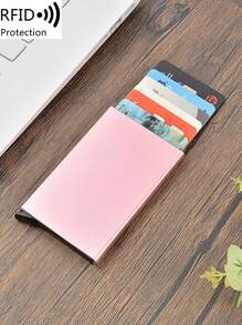 MIYIN Portefeuille anti-vol ultra-fin en alliage d'aluminium à la mode, unisexe, design minimaliste de couleur unie à ouverture automatique, avec poche pour espèces, fentes pour cartes métalliques, peut contenir des cartes, des pièces d'identité, léger et portable, convient aux hommes, pères, maris, couples, petits amis, cadeau idéal pour la Saint-Valentin, l'anniversaire, la Fête des Pères. Également disponible en porte-cartes anti-vol, porte-cartes de visite, porte-cartes de crédit, mini-portefeuille, portefeuille RFID. - Rose bonbon - Voir 8