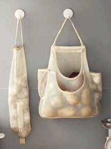 1 件洋葱大蒜储物袋，蔬菜挂网袋壁挂式购物袋和垃圾袋架，家居装饰，圣诞礼物，家居礼品，房间装饰 - 白色 - 查看 12