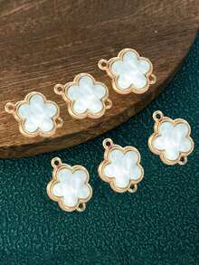 5 件/包合金贝壳五瓣花和三叶草多色金色吊坠，DIY 项链和手链饰品，送给朋友和家人的礼物 - 彩色 - 查看 4