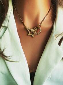 1 chiếc vòng cổ Starburst, vòng cổ Carabiner vàng, vòng cổ xích mắt xích, vòng cổ xích mắt xích có chốt vặn - vàng vàng - Xem 8