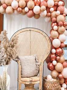 60个10英寸复古腮红粉色气球，包含灰粉色、金属铬色、玫瑰金、白色、裸色，适用于新娘派对、婴儿派对、女孩派对、波西米亚风生日派对、婚礼装饰。 - 彩色 - 查看 3