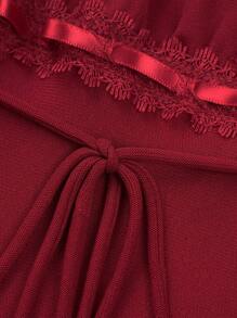 Y2K Fairy Grunge Crop Top For Women Short Sleeve Lace Patchwork T-Shirt Aesthetic Slim Fit Cute Babydoll Top Tees - 紅色 - 查看 2