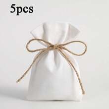 5 件装 Linlap 礼品袋（配黄麻绳）、珠宝袋、多色香囊袋、婚礼派对礼品包装、DIY 手工艺品、圣诞节、包装礼品（3.5*4.7 英寸，白色） - 彩色 - 查看 8