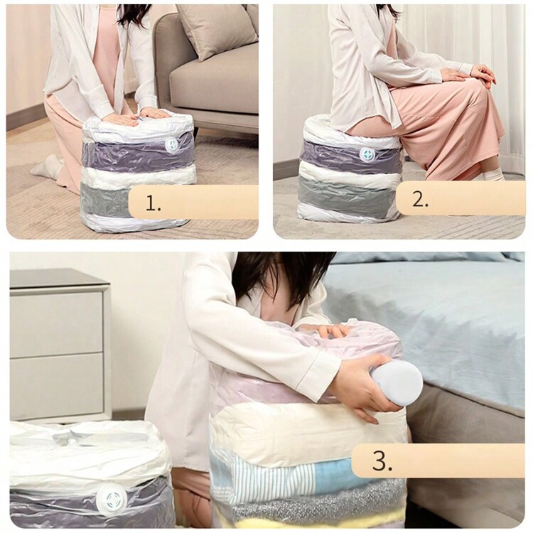 No Need Pump Vacuum Bags Large Plastic Storage Bags For Storing Clothes Blankets Compression Empty Bag Covers Travel Accessories - Clear - View 6