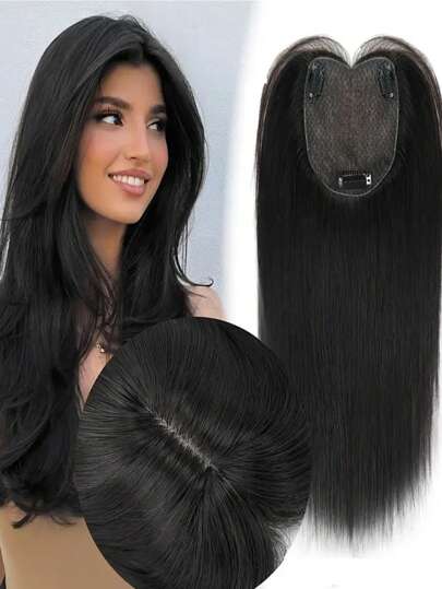 7*9 Hair Piece Hair Pad Hair Root Patch Invisible Seamless One-Piece Thickening Hair Volume Fluffy Top Hair Replacement Female Human Hair Topper Clip In Hairpiece Straight Seamless Wiglet Replacement For Women Hair Loss