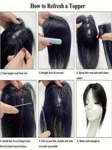 7*9 假发片发垫发根贴隐形无缝一体式增厚发量蓬松头顶假发替换女真人发片夹式假发直发无缝假发替换件适合女性脱发 - SNatural - 查看 9