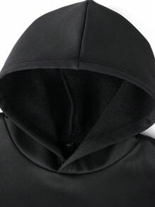 青少年男孩趣味印花套头卫衣，带保暖内衬，适合秋冬季穿着 - 黑色 - 查看 7