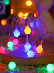 1串8种灯光模式USB供电家居装饰LED球形灯串,室内房间装饰灯,卧室墙面装饰LED灯串,适用于婚礼装饰、生日派对装饰、露营帐篷装饰、户外装饰灯、花园装饰、庭院装饰球形灯串 - 白色 - 查看 11