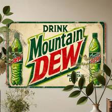 Vintage Style Mountain Dew Metal Sign, 8 X 12 Inch - Iron Wall Art Decor, Suitable For Cafes, Kitchens, Bars And Homes, Gardens, Outdoor Inspirations, Great For Collectors And Gifts.,Stickers,Wall Decal,Vinly Decal For Home Decorations,Spring Decoration Items Refesh Your Home,Rama Decoration Stickers Birthday Graduation