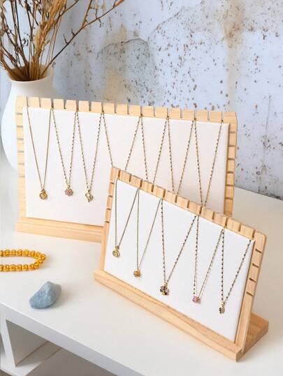 1 pieza Soporte de madera minimalista y multicolor desmontable para exhibir collares, tabla de exhibición de joyas, regalo para mujeres, accesorio de exhibición para tienda de joyas, de vuelta a la escuela