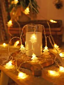 1 Stück klassische Weihnachtsdekoration Weihnachtsbaum-förmige LED-Lichterkette, 1,5/3m, batteriebetrieben, Weihnachts-Innenraum-Wandbeleuchtung, Schlafzimmerdekoration, Weihnachtsparty-Dekorationsbeleuchtung, Weihnachtsgeschenk, Winterraum-Weihnachtsbaum-Beleuchtung