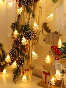 1 Stück klassische Weihnachtsdekoration Weihnachtsbaum-förmige LED-Lichterkette, 1,5/3m, batteriebetrieben, Weihnachts-Innenraum-Wandbeleuchtung, Schlafzimmerdekoration, Weihnachtsparty-Dekorationsbeleuchtung, Weihnachtsgeschenk, Winterraum-Weihnachtsbaum-Beleuchtung