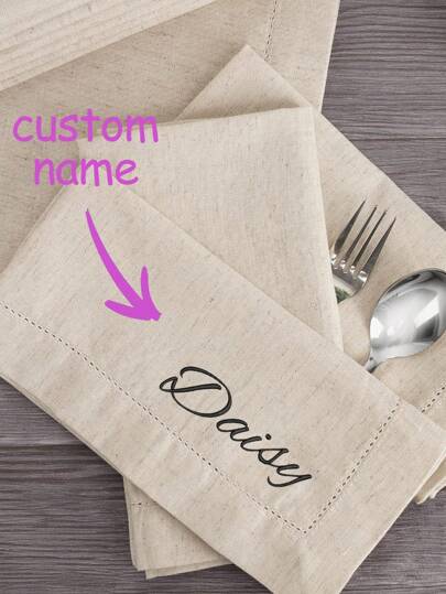1pc Name Embroidered Napkins, Wedding Monogrammed Napkins, Wedding Napkins, Personalized Linen Napkins With Name Embroidery, Family Linen Napkin, Breathable, Lightweight, Washable, Funny, Cute, Love, Soft, Comfortable, Elegant, Simple, Custom, Personalized, Unique, Ideal Gifts For Him, Ideal Gifts For Her, Him, Her, Boyfriend, Girlfriend, Dad, Mom, Family, Friends, For Anniversaries, For Mother's Day, For Birthdays, For Valentine's Day, For Graduation, For Father's Day, For Weddings, For Housewarming, Sofa, Bed, Car, Tea Room, Bedroom, Bathroom, Living Room, Dining Room, For Office