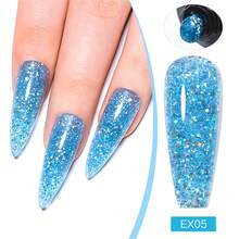 Mtssii Bộ 5 chiếc/bộ 20ml gel nối móng tay bằng poly màu xanh lấp lánh có gel tạo móng UV, dạng kép, cọ và thìa – Làm móng nhanh hơn để móng chắc khỏe hơn - Nhiều màu - Xem 4