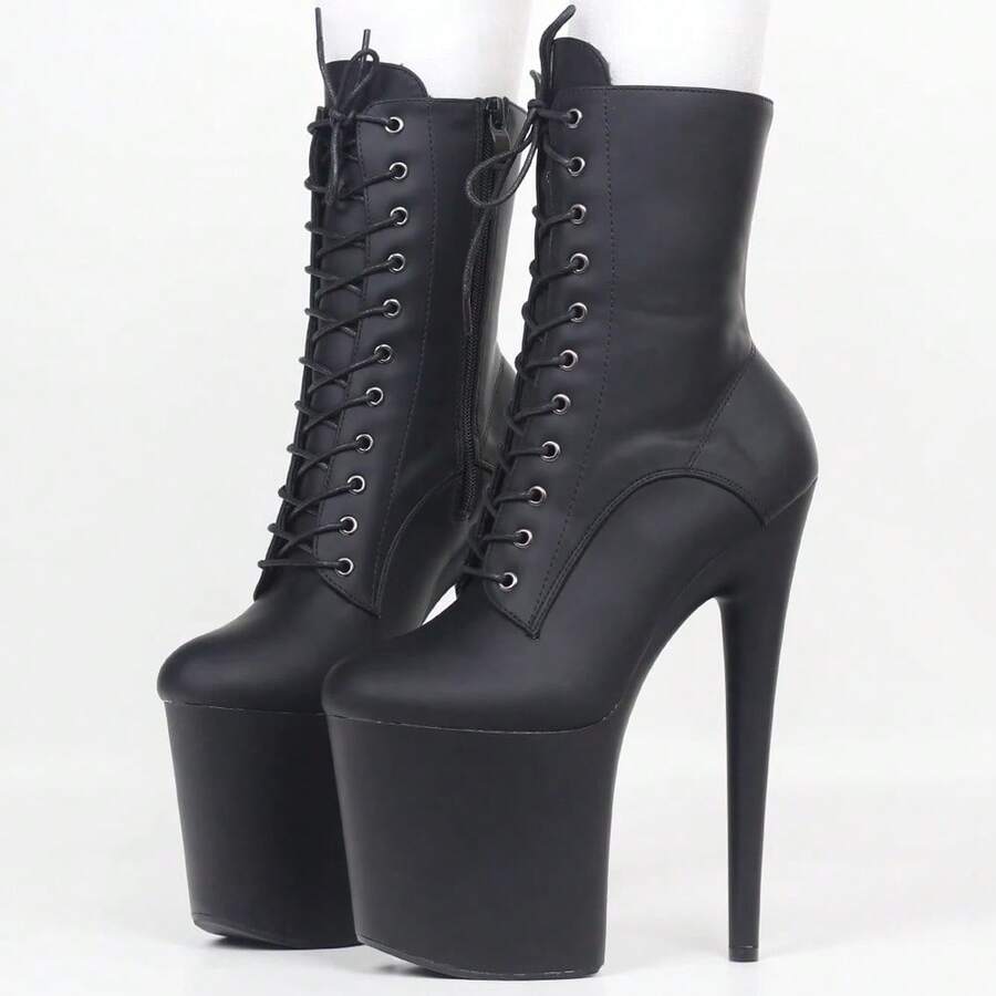 20CM Extreme High Heels Platform Boots Lace Up Sexy Pole Dancing Ankle