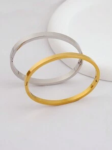 2 件不锈钢手链，用途广泛且易于佩戴，可与任何服装搭配，送给亲人和朋友的礼物 - 金色 - 查看 8