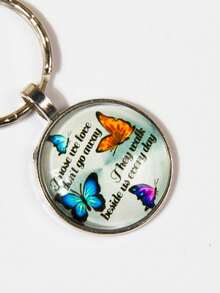 四蝴蝶时光宝石钥匙扣 1pc 简约创意彩色蝴蝶钥匙圈吊坠。适用于汽车摩托车钥匙圈挂件，小礼物 - 彩色 - 查看 5