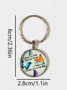 四蝴蝶时光宝石钥匙扣 1pc 简约创意彩色蝴蝶钥匙圈吊坠。适用于汽车摩托车钥匙圈挂件，小礼物 - 彩色 - 查看 4