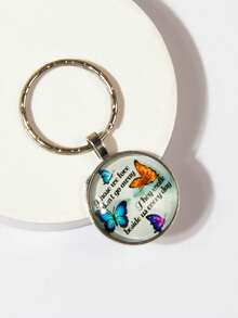 四蝴蝶时光宝石钥匙扣 1pc 简约创意彩色蝴蝶钥匙圈吊坠。适用于汽车摩托车钥匙圈挂件，小礼物 - 彩色 - 查看 2