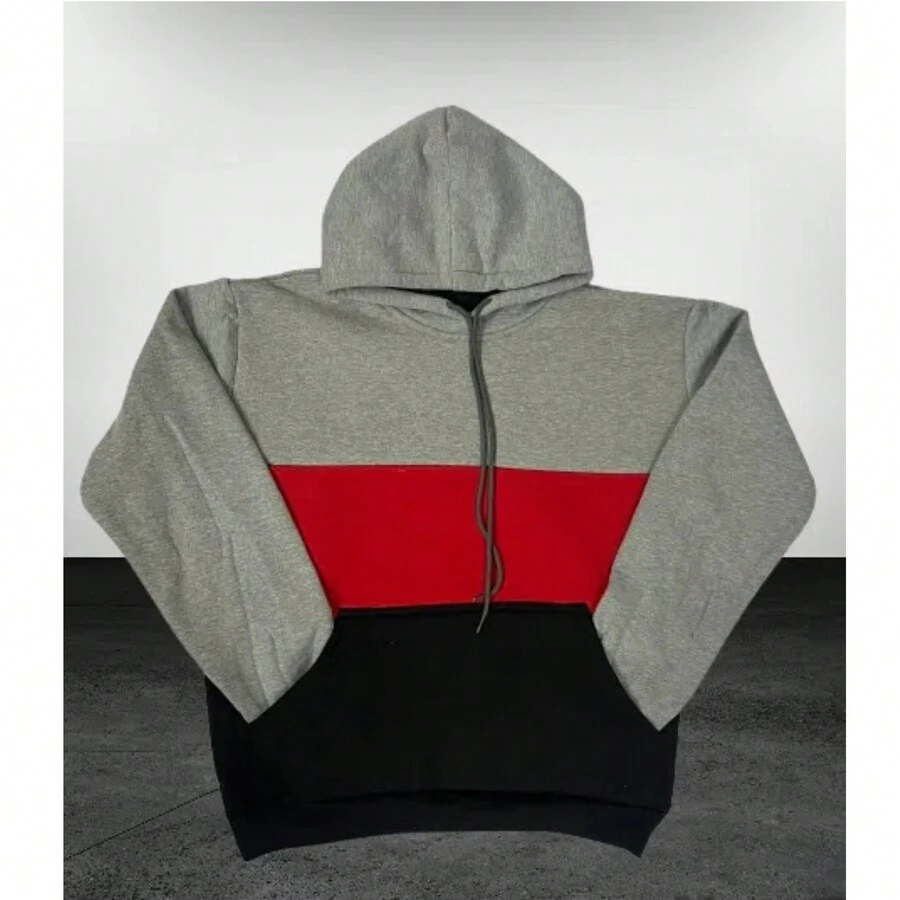Men's Tricolor Cold Weather Sweatshirt, Hooded, Warm, Separate - 灰色 - 查看 1