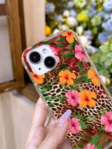 动物豹纹 1 件创意老虎与芙蓉花图案气垫防滑软手机壳兼容 iPhone 11/12/13/14/15/16 Pro Max - 彩色 - 查看 5