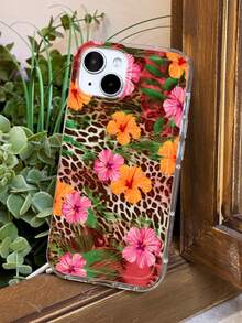 动物豹纹 1 件创意老虎与芙蓉花图案气垫防滑软手机壳兼容 iPhone 11/12/13/14/15/16 Pro Max - 彩色 - 查看 4