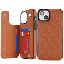 AWQUER 钱包手机壳适用于 16 15 14 Plus 13 12 11 Pro Max 8 7 Plus SE 5G 2020 2022 带信用卡插槽支架，PU 皮革手机壳适用于 Galaxy S24 S23 S22 S21 S20 FE Note 20 Ultra 10 Plus A55 A35 A25 A15 A54 A14 A73 A53 A13 A72 A52 A22 A12 A71 A51 A70 A50 S 4G 5G 支架防震带 RFID 屏蔽手机袋保护套 - 棕色 - 查看 12