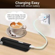 牛奶起泡器 可充电手持式泡沫机 适用于咖啡 3 级可调节 可悬挂 可折叠 搅拌器 - 棕色 - 查看 7