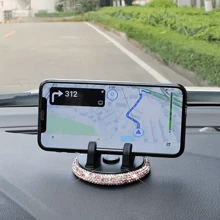 PVC Material Rhinestone Car Phone Holder, Universal Dashboard Phone Stand, Adjustable Car GPS Mount, Cute Rotating Clip, Suitable For Landscape And Portrait Screens - Multicolor - View 10