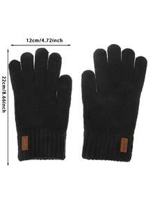 1 双秋冬手套女士男士寒冷天气，女士男士保暖羊毛针织手套，带保暖新雪丽内衬，全指触屏手套防滑骑行滑雪驾驶滑雪手套，暖手器，雪地手套， - 彩色 - 查看 3