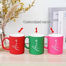 G MUGS 3 件，个性化定制名字定制牛奶咖啡杯，11 盎司/320 毫升陶瓷咖啡杯，水杯，夏季冬季饮具，生日礼物，节日礼物，家庭，同事，领导，妻子，姐妹，有趣的礼物，独特的情人节礼物，茶杯，派对 - 多色 - 查看 14
